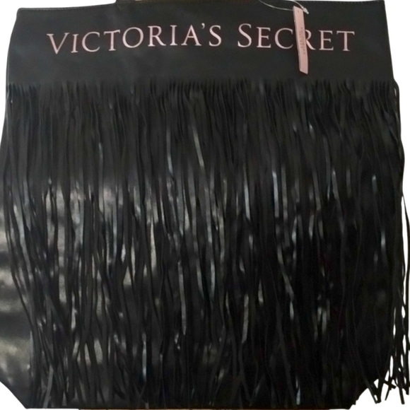 NWT Limited Edition Victoria's Secret Large Fringe Faux Leather Tote - Picture 6 of 11